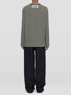 JIL SANDER T-Shirt<T-SHIRT A RIGHE Bianco, Nero