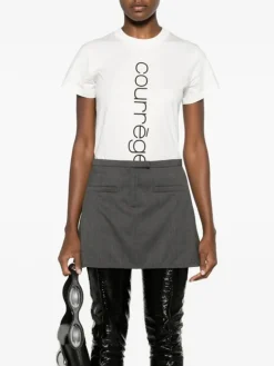 COURREGES T-Shirt<T-SHIRT AC STRAIGHT PRINTED Bianco, Nero