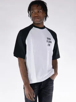 SUNFLOWER T-Shirt<T-SHIRT BASEBALL Bianco, Nero