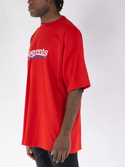 VETEMENTS. T-Shirt<T-SHIRT CAMPAIGN LOGO Bianco, Blu, Rosso