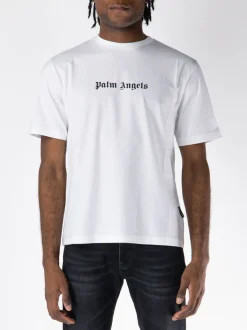 PALM ANGELS T-Shirt<T-SHIRT CLASSIC LOGO Bianco, Nero