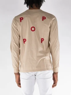 POP TRADING COMPANY T-Shirt<T-SHIRT CON LOGO Beige, Rosso