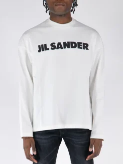 JIL SANDER T-Shirt<T-SHIRT CON LOGO Bianco, Nero