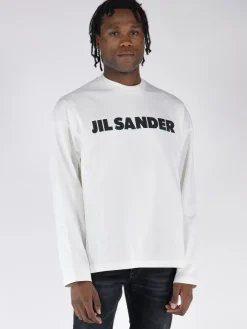 JIL SANDER T-Shirt<T-SHIRT CON LOGO Bianco, Nero