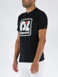 DSQUARED T-Shirt<T-SHIRT CON LOGO Bianco, Nero