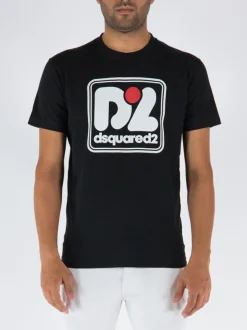 DSQUARED T-Shirt<T-SHIRT CON LOGO Bianco, Nero
