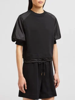 MONCLER T-Shirt<T-SHIRT CON MANICHE A PALLONCINO Nero