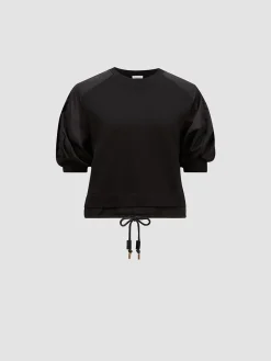 MONCLER T-Shirt<T-SHIRT CON MANICHE A PALLONCINO Nero