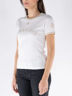 COURREGES T-Shirt<T-SHIRT CONTRAST PRINTED Beige, Bianco