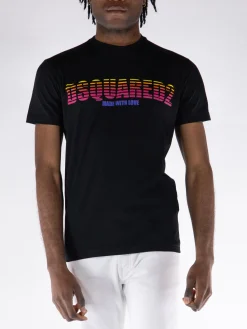 DSQUARED T-Shirt<T-SHIRT COOL FIT Nero, Fuxia