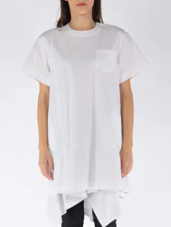 SACAI T-Shirt<T-SHIRT COTTON POPLIN Bianco