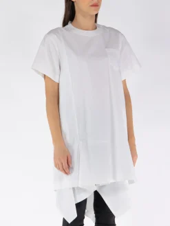 SACAI T-Shirt<T-SHIRT COTTON POPLIN Bianco
