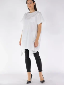 SACAI T-Shirt<T-SHIRT COTTON POPLIN Bianco