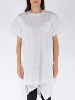 SACAI T-Shirt<T-SHIRT COTTON POPLIN Bianco