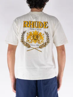 RHUDE T-Shirt<T-SHIRT CRESTA CIGAR Bianco, Giallo