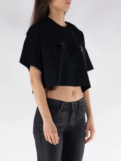 MONCLER T-Shirt<T-SHIRT CROPPED CLASSIC LOGO Nero