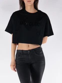 MONCLER T-Shirt<T-SHIRT CROPPED CLASSIC LOGO Nero