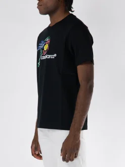 CASABLANCA T-Shirt<T-SHIRT CROQUIS DE TENNIS SCREEN PRINTED Bianco, Giallo, Nero, Rosso, Verde