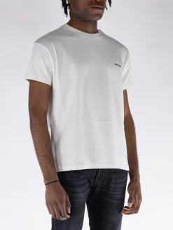 WE11DONE. T-Shirt<T-SHIRT GIROCOLLO CON MINI LOGO Bianco, Nero