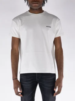 WE11DONE. T-Shirt<T-SHIRT GIROCOLLO CON MINI LOGO Bianco, Nero
