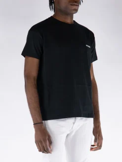 WE11DONE. T-Shirt<T-SHIRT GIROCOLLO CON MINI LOGO Bianco, Nero