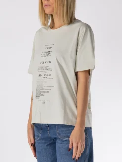 MM6 MAISON MARGIELA T-Shirt<T-SHIRT GIROCOLLO CON STAMPA Bianco, Nero
