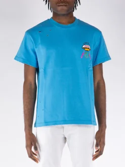 MEMBERS OF THE RAGE T-Shirt<T-SHIRT GIROCOLLO CON STAMPA Azzurro