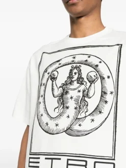ETRO T-Shirt<T-SHIRT GIROCOLLO PRINTED Bianco, Nero