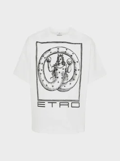 ETRO T-Shirt<T-SHIRT GIROCOLLO PRINTED Bianco, Nero