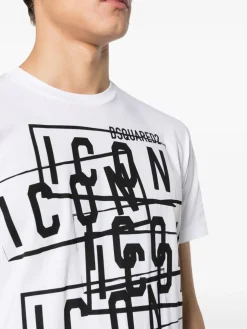 DSQUARED T-Shirt<T-SHIRT ICON STAMPS COOL FIT Bianco, Nero