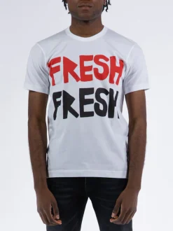COMME DES GARCONS SHIRT T-Shirt<T-SHIRT IN MAGLIA DI COTONE Bianco, Nero, Rosso