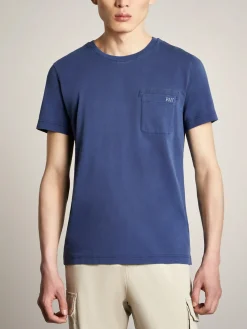 FAY T-Shirt<T-SHIRT JERSEY FROSTED EMBROID POCKET Blu