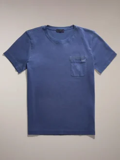 FAY T-Shirt<T-SHIRT JERSEY FROSTED EMBROID POCKET Blu