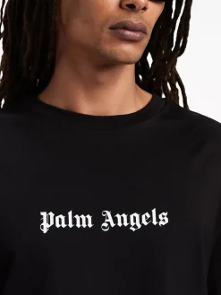 PALM ANGELS T-Shirt<T-SHIRT LOGO Bianco, Nero