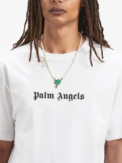PALM ANGELS T-Shirt<T-SHIRT LOGO SLIM TEE Bianco, Nero