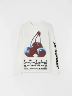 JIL SANDER T-Shirt<T-SHIRT LONG SLEEVE CN LS Bianco, Nero, Rosa