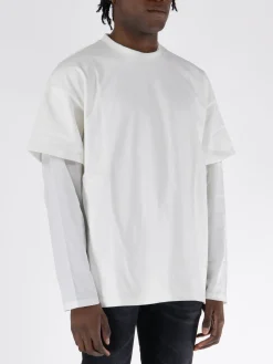 JIL SANDER T-Shirt<T-SHIRT LONGSLEEVE DOUBLELAYER Bianco
