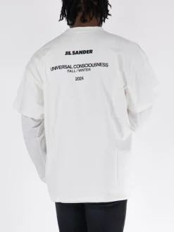 JIL SANDER T-Shirt<T-SHIRT LONGSLEEVE DOUBLELAYER Bianco