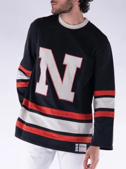 NAHMIAS T-Shirt<T-SHIRT LONGSLEEVE HOCKEY JERSEY Arancione, Bianco, Nero