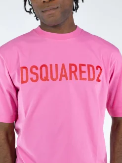 DSQUARED T-Shirt<T-SHIRT LOOSE Rosa, Rosso