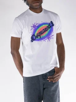 DSQUARED T-Shirt<T-SHIRT MUSCLE Bianco, Viola