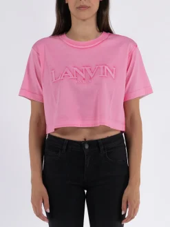 LANVIN T-Shirt<T-SHIRT OVERPRINTED CROPPED Rosa