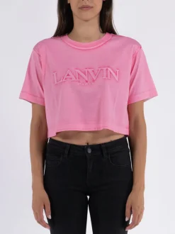 LANVIN T-Shirt<T-SHIRT OVERPRINTED CROPPED Rosa
