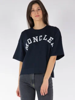 MONCLER T-Shirt<T-SHIRT OVERSIZE CON STAMPA Bianco, Blu