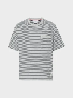 THOM BROWNE T-Shirt<T-SHIRT OVERSIZED SHORT SLEEVE POCKET TEE Grigio, Nero