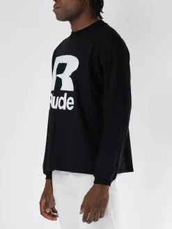 RHUDE T-Shirt<T-SHIRT PETROL LONG SLEEVE Bianco, Nero