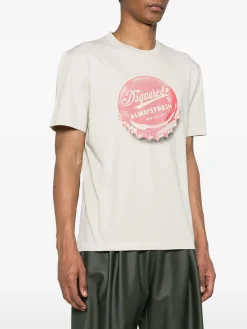 DSQUARED T-Shirt<T-SHIRT REGULAR FIT TEE Beige, Bianco, Rosso
