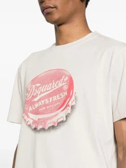 DSQUARED T-Shirt<T-SHIRT REGULAR FIT TEE Beige, Bianco, Rosso