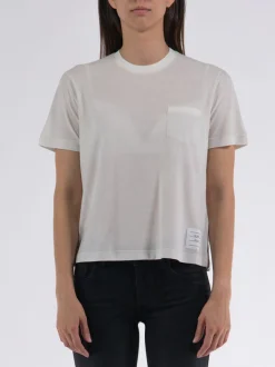 THOM BROWNE T-Shirt<T-SHIRT SHORT SLEEVE POCKET TEE Bianco
