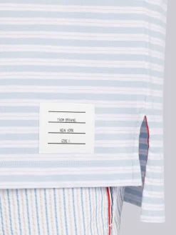 THOM BROWNE T-Shirt<T-SHIRT SHORT SLEEVE POCKET TEE Azzurro, Bianco